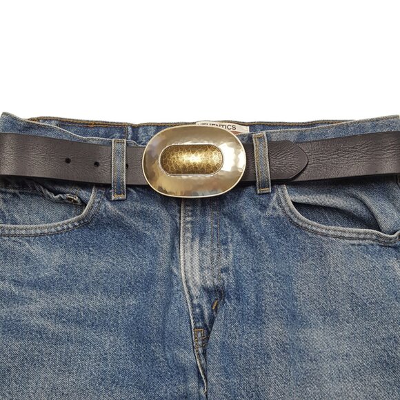 Genuine Leather belt with Gold Buckle - Picture 2 of 3